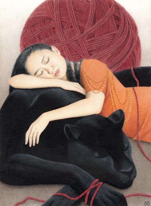 Julia Griffin aka Julia Griffin Art (American, b. Amherst, MA, based NYC, USA) - Catnap  Drawings: C