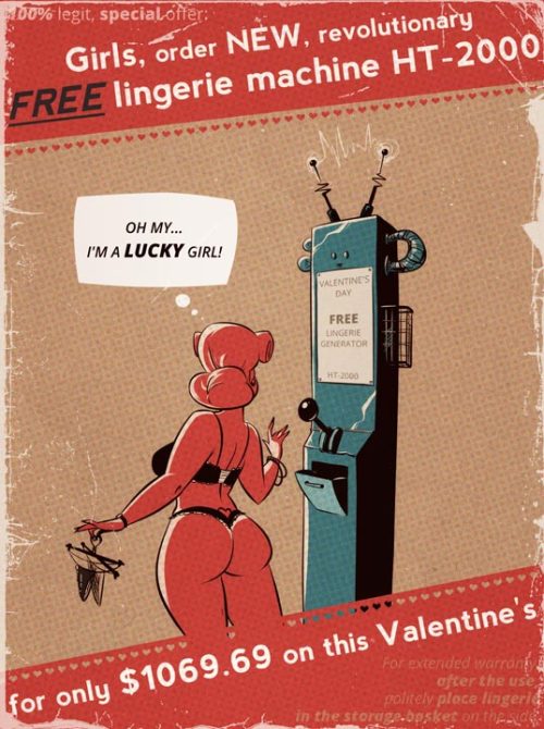   Valentine’s Day Lingerie Generator - Cartoon PinUp  Girls, order your unit of this new, hip and Hi-Tec absolutely 100% free lingerie generator HT-2000 for this Valentine’s Day. Only for 񘉭.69 plus taxes. Spark the passion :)  Newgrounds