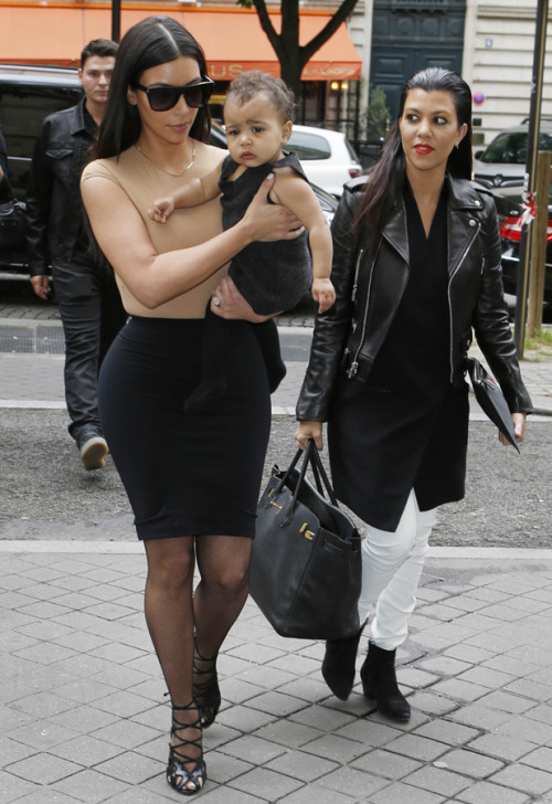 kimkanyekimye:  Kim, North, and Kourtney heading into the Givenchy store in Paris 5/20/14