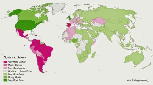babygoatsandfriends:mapsandshhtuff:Llama vs. goat populationsinsightful