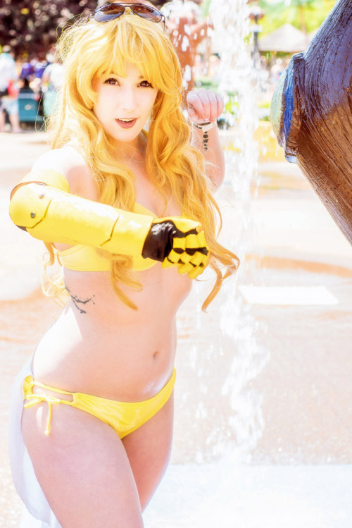 YANG SPAM <3 I made this “costume” in a day for colossal con (found out last minute that I could go!) thanks to target for having a yellow bikini in my size, and thanks to craft foam for being waterproof. photos thanks to Valdman 