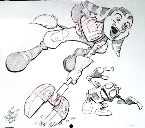 red-pencil: AwesomeCon commission 2.  Love me some Ratchet and Clank.