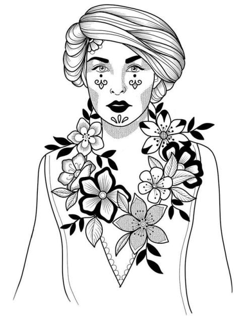 Available flower lady #ladyhead #ladyheadtattoo #tattoodesign #availabletattoo #floraltattoo #flower