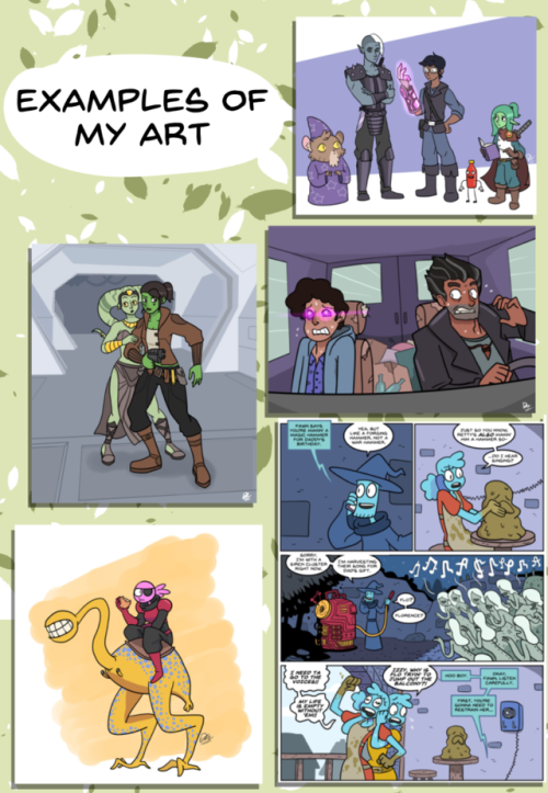tredlocity:Hi, I’m Tred! I would like to draw you stuff for money!Pricing!A comic page contains 2-6 