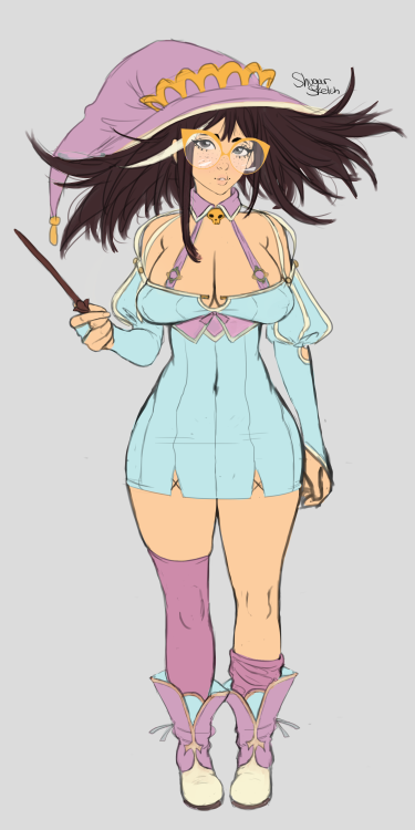 shugarsketch:  Decided on colors for Bibiana.    look at dis cute big tittied witch