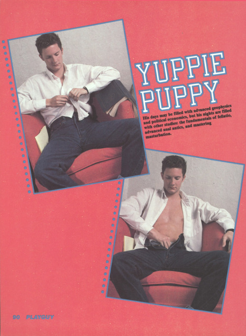 From PLAYGUY MAGAZINE (Apr 1986) Photo series called &ldquo;Yuppie Puppy&rdquo; photo by Tor