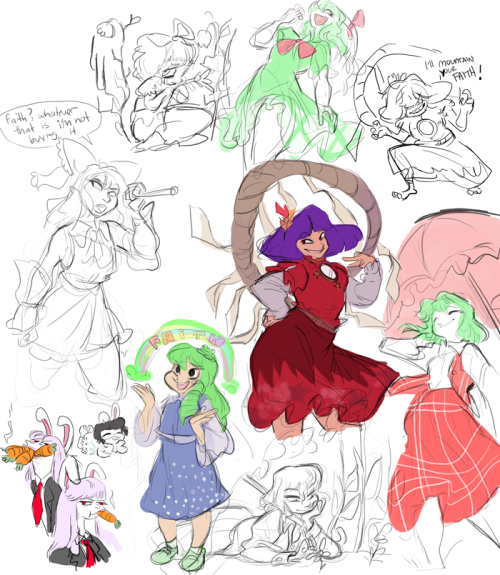 leafydragon:scrappy touhou doodles from awhile back. i just want zun to live forever 