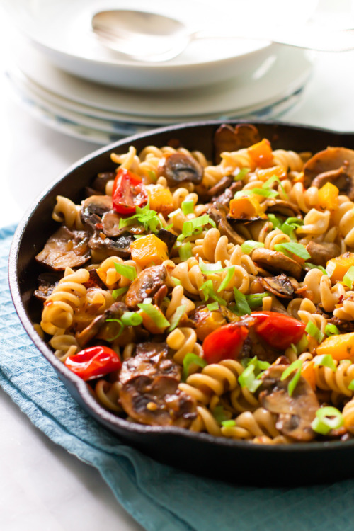 prettypasta:Fusilli with Mushroom and Butternut Squash