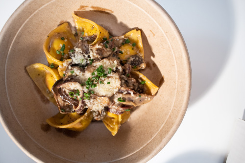 Take-out dinner from Tavola Minneapolis.Pictured: Housemade cheese tortellini with porcini cream (so