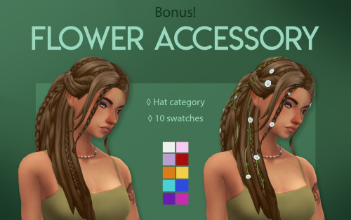 feralpoodles:Primrose Hair - TS4 Maxis Match CC A hair for your nature witches and potion makers&zwj