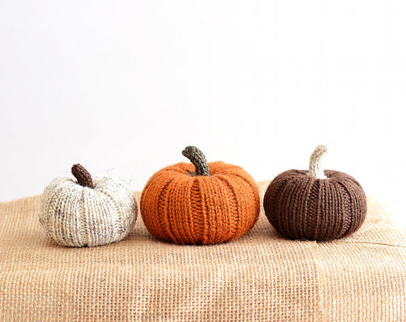 whimsebox:  Hand-knit pumpkins on Etsy 
