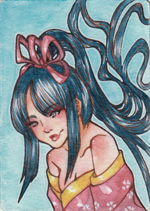 I wanted to draw some wild hair. ❤This is an ACEO drawn with watercolour. I’m a huge fan of ki