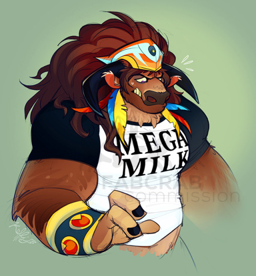 sketch commission for Bawmba of Baine Bloodhoof in an INTERESTING SHIRT LOL