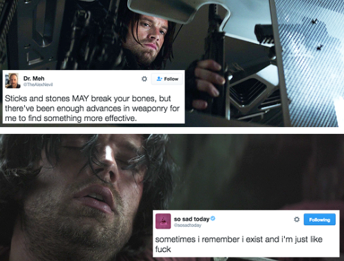 captaincentenarian:Bucky + Tweets (part 2)[Bucky part 1] [Steve version]