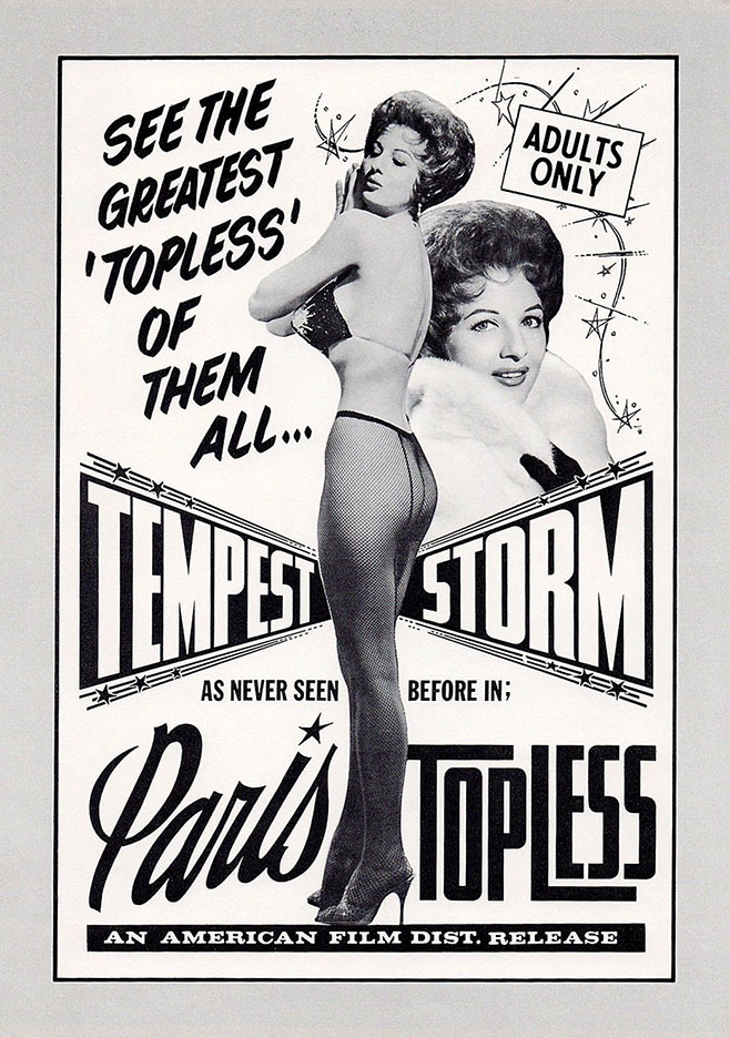 Tempest Storm is featured in the promotional press book for Gerald Perry&rsquo;s