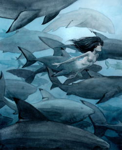 chibipanda342:  fuckyeahillustrativeart:  by Renee Nault on Tumblr!   I love these mermaids(can they be considered mermaids or people?)awesomness to this Renee Nault! 