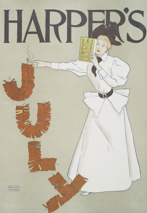 Harper’s JulyEdward Penfield (American; 1866–1925)Three-color lithograph in light brown, blue, and y