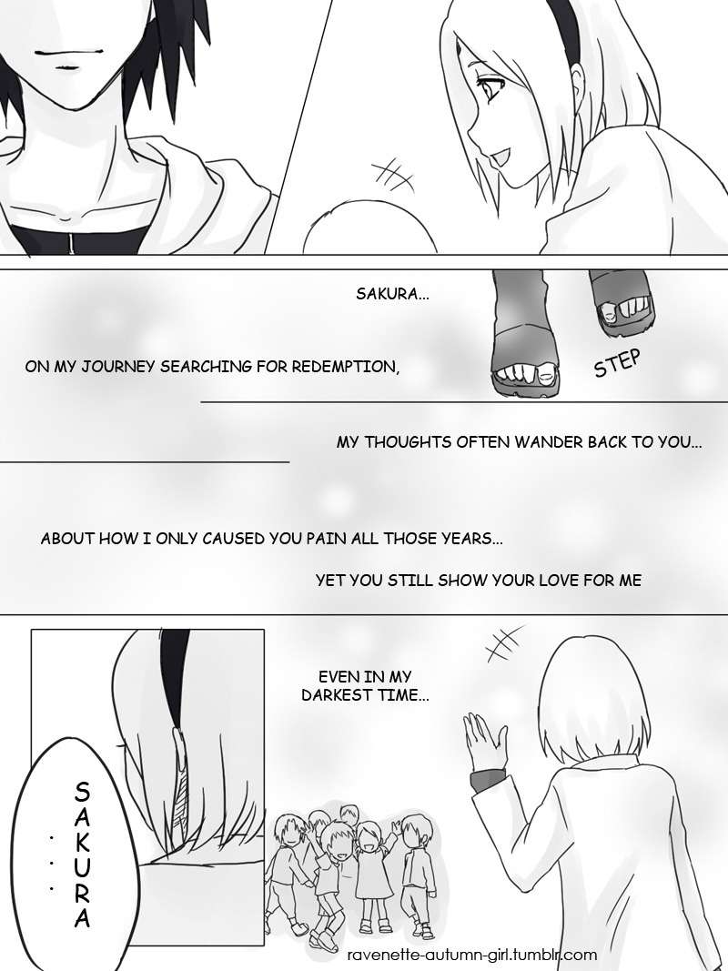 ravenette-autumn-girl:  SasuSaku Month Day 16 - “Even the darkest night will end