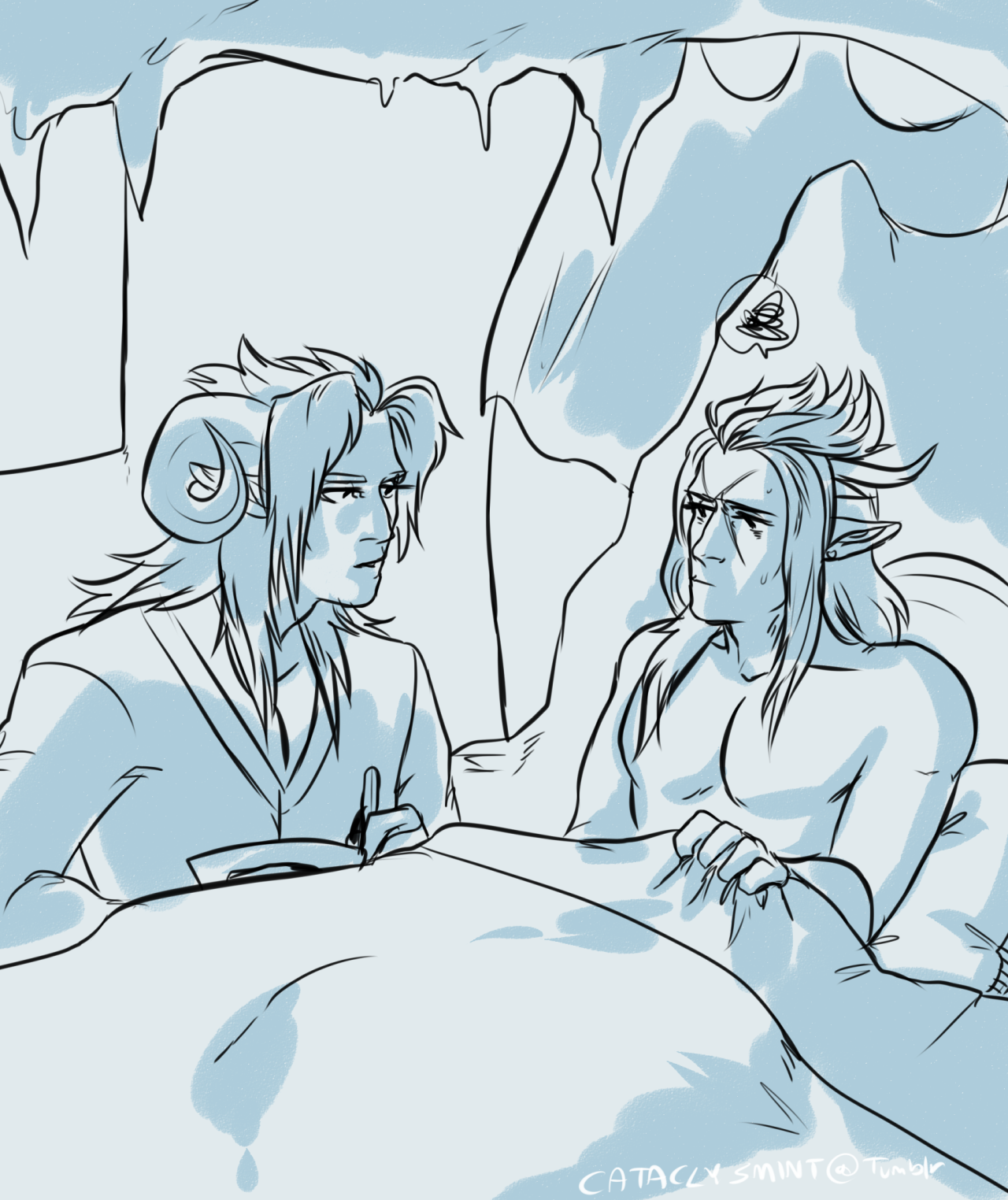 cataclysmint:  I’m in a Dragon AU mood again lmao Saix u gotta eat ur soup and