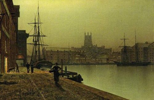 Gloucester Docks (1890) [South West England] by John Atkinson Grimshaw (England, 1836-1893).