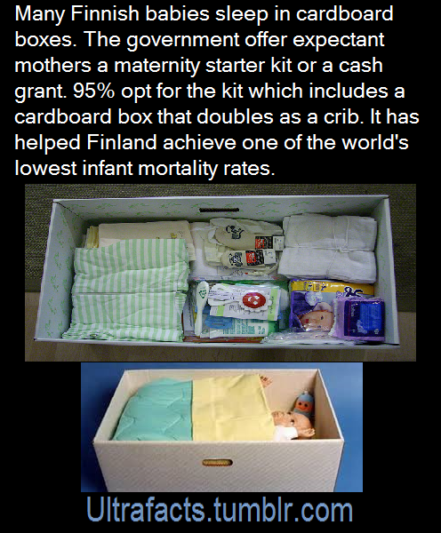 razzledazzlewaffle:  ultrafacts:For over 75 years, Finland’s expectant mothers