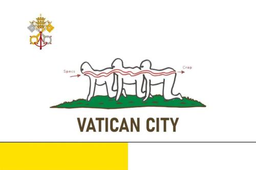 The Vatican City flag in the style of Californiafrom /r/vexillologycirclejerk Top comment: What the 