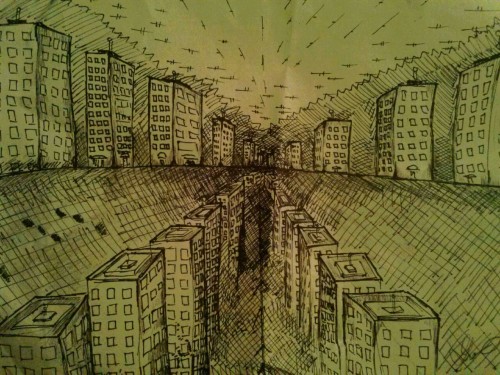 2 City Scapes In Fine Sharpie