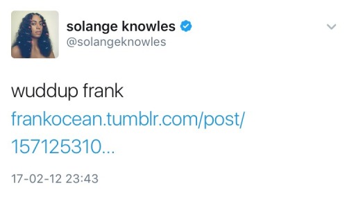 gretagerwigcantpaytherent:Solange tweeted the link of frank ocean’s rant about the grammys oh 