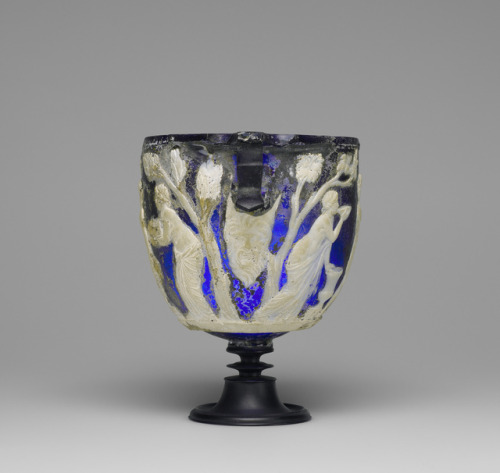 theancientwayoflife:~ Cameo Glass Skyphos. Culture: Roman Place of origin: Roman Empire  Date: 25 B.C. - 25 A.D. Medium: Glass
