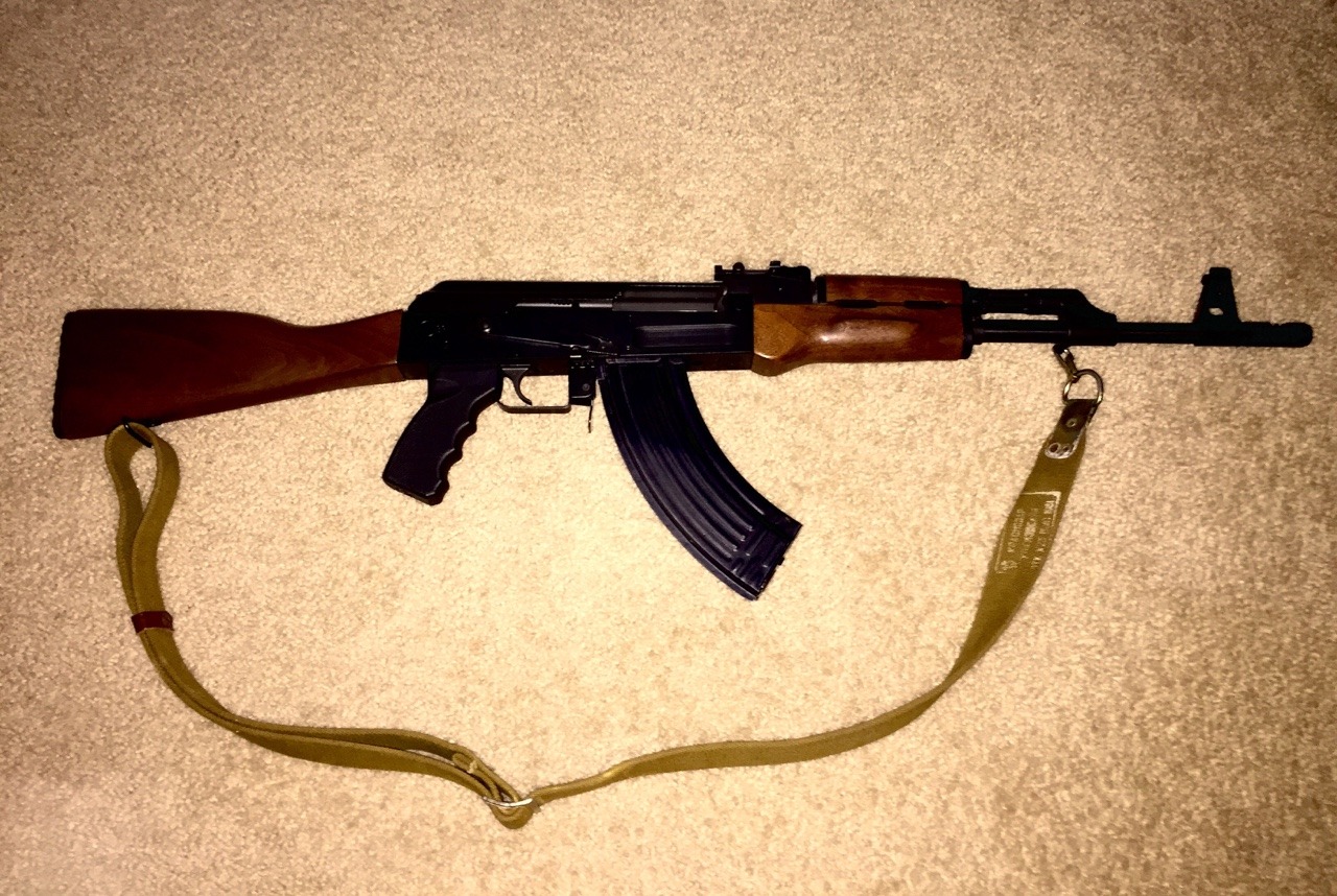 sunsout-gunsoutt:  100% russian steel mag and original used soviet sling on my 47
