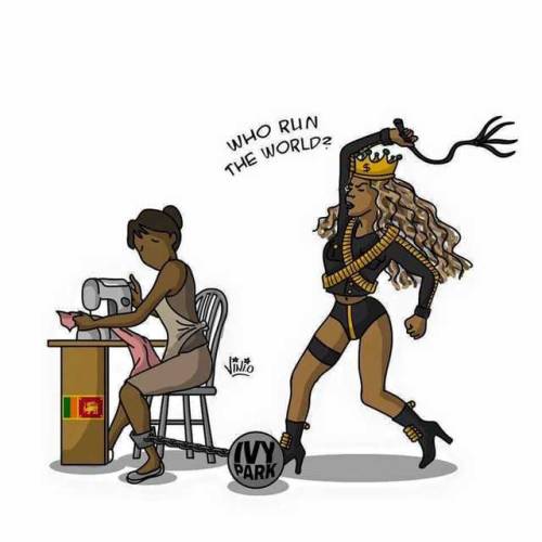 noturgrrrl:Beyoncé, the idol of bourgeois liberal feminists, pays 64 cents/hour to female wor