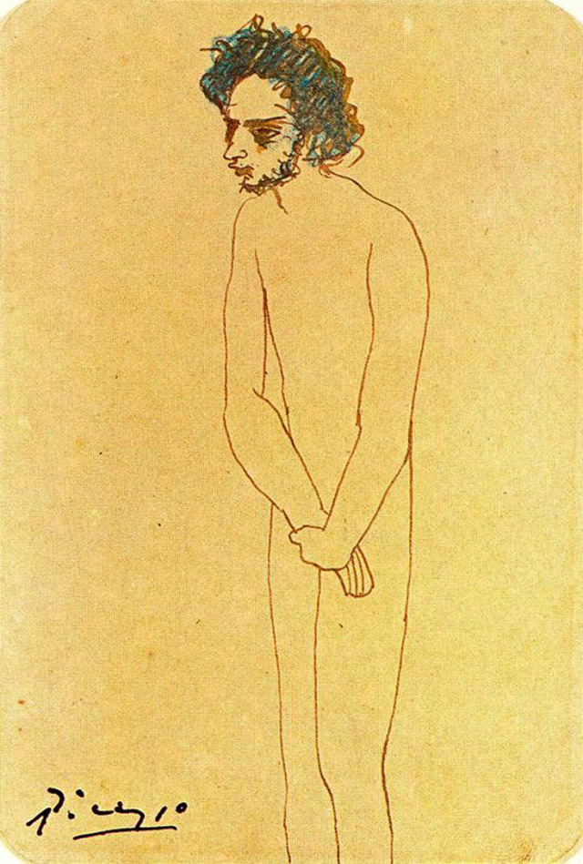 Portrait of nude Casagemas, 1904, Pablo PicassoMedium: ink,paper #picasso#expressionism#pablopicasso