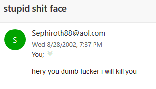 bogleech:I still have and treasure this single piece of hate mail from 2002 that I got during the in