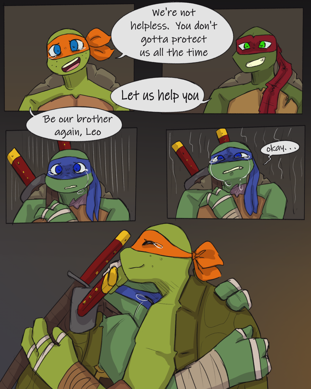 tmnt #2012 #nostalgia #nickelodeon #hug #brothers #emotional #viral #