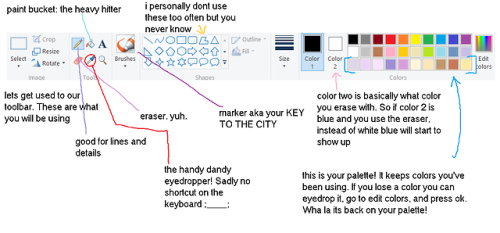 horangiii:soooooo I finally made a little ms paint tutorial! I hope it helps :> (also this is the windows 7 paint! or windows 8. same thing. I think)