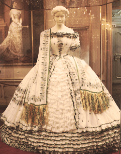 mitzi&ndash;may:  teatimeatwinterpalace:  ✧ Empress Elisabeth of Austria and her family Spam [22/50] ✧ Very few dresses of Elizabeth has been preserved.  This dress isn’t shown to the public for reasons of conservation, however a copy was made