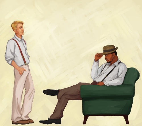 illustratedacorns: 40’s- (or time travel-) AU where Sam and Steve meet. And still flirt shamel