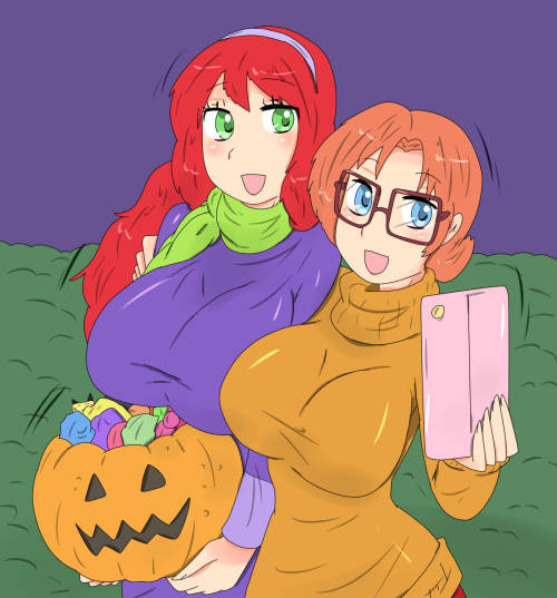 Pyrrha and Nora ready for the Halloween Party