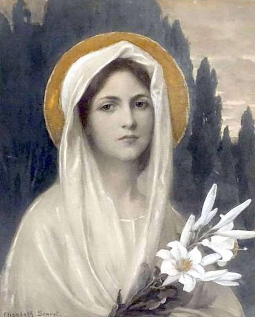 mermaidenmystic:Jeune Sainte au Lys (Young Saint of the Lilies) ~ 1874 ~ oil on cloth ~ Élisabeth So