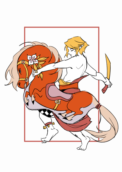 Link and Epona but Epona is a Flat Horse (Kuda Lumping) and Link is the dancer.reposted