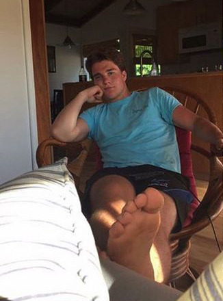 Chris obviously doesn’t care that his dad is complaining about the smell of his boat shoes. He