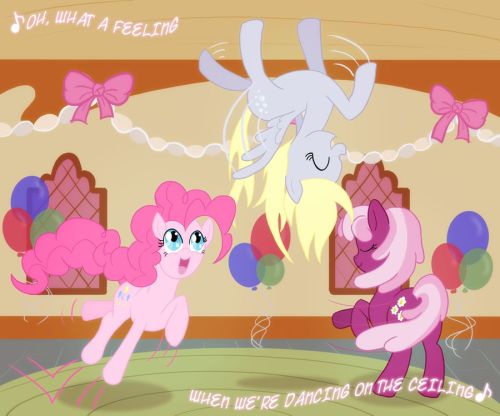 lightyami555:  Derpin’ on the Ceiling by ~Atlur  I love that song. <3 *dances wif da ponies* ^w^