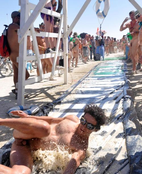 Water slide (at Burning Man?).