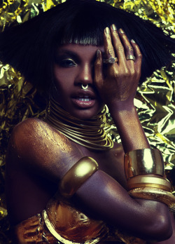 hellyeahblackmodels:  “Gold Mess”