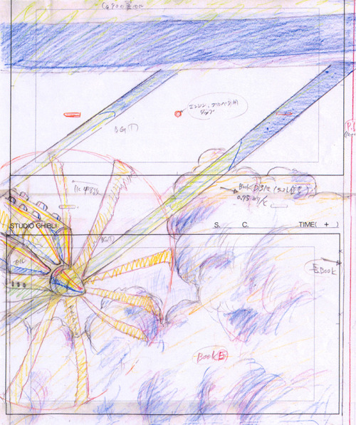  Animation layouts from Hayao Miyazaki’s The Wind Rises (風立ちぬ) showing the meticulous detailing in the aircraft, machinery and scenery—-even though it would all be drawn and re-drawn several more times after this. From The Wind Rises Roman