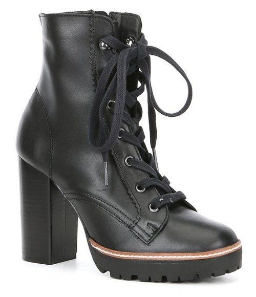 Leather Lace Up Platform Hiker Booties