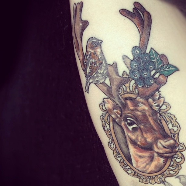 fuckyeahtattoos:  My reindeer on my thigh. Done by Eva Gyllemalm, Sören Ink, Norrbotten,