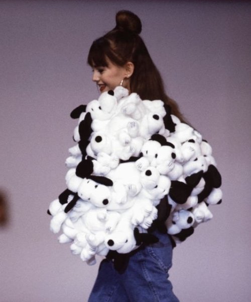 c-decoco:Vanessa Paradis wearing a Snoopy jacket for Jean Charles de Castelbajac,