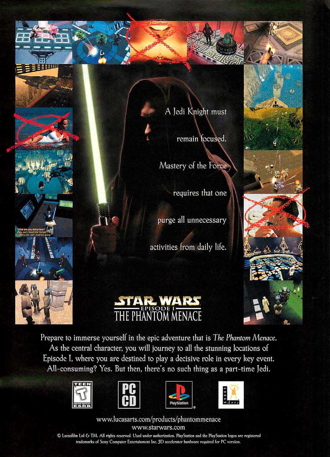 Star Wars: Episode I – The Phantom Menace
“A Jedi Knight must remain focused. Mastery of the Force requires that one purge all unnecessary activities from daily life.” (Computer Gaming World #182, Sept. 1999)