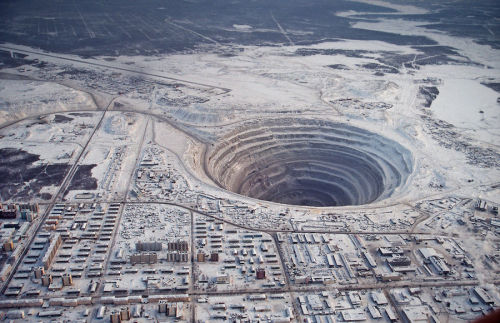 sloppy:  Mirny, Yakutia, Russia, March 1996  The source of the Russian diamond industry is the giant mines centred on Mirny, in eastern Siberia.     